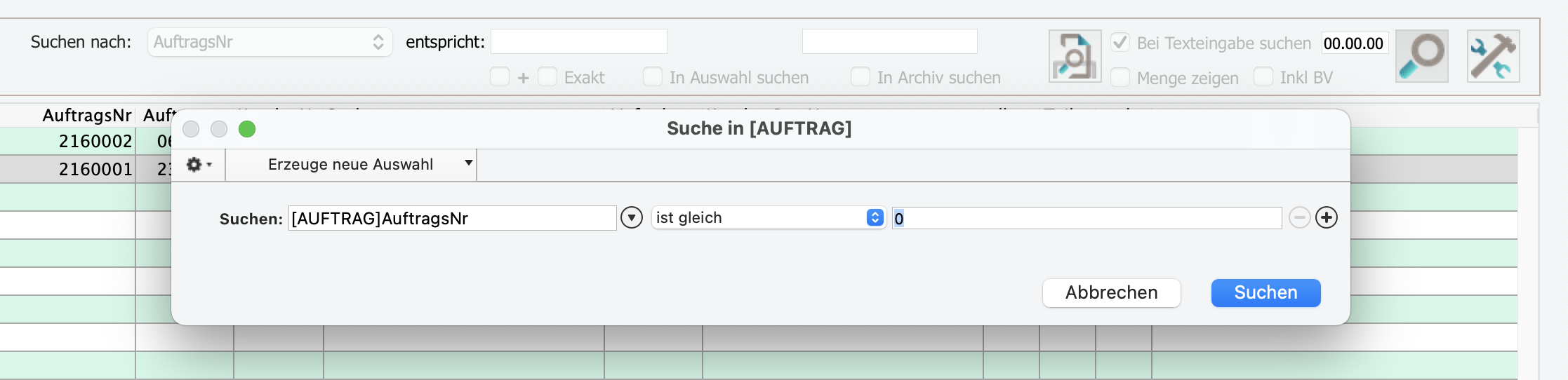 Allgemein Sucheditor