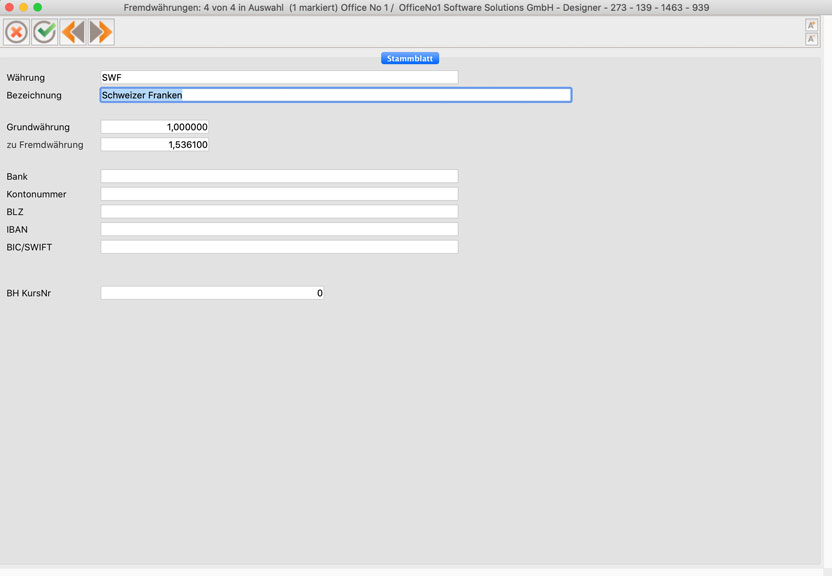 Fremdwährung Stammblatt