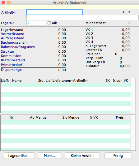 Diverses Artikelverfügbarkeit OfficeNo1 ERP