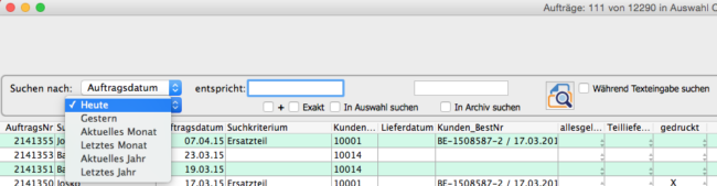 Datumssuche - OfficeNo1 WAWI