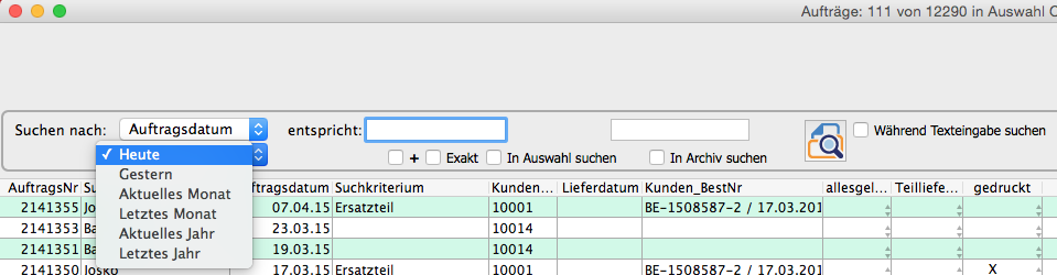 Datumssuche Datumssuche - OfficeNo1 WAWI