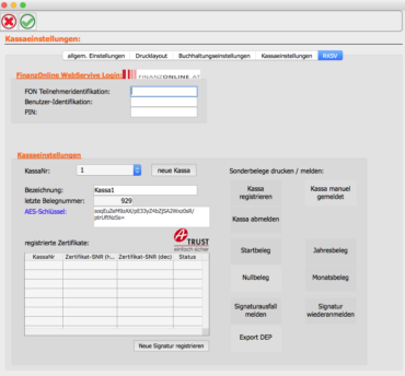 OfficeNo1 RKSV Einstellungen