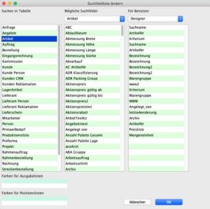 OfficeNo1 Suchliste personalisieren