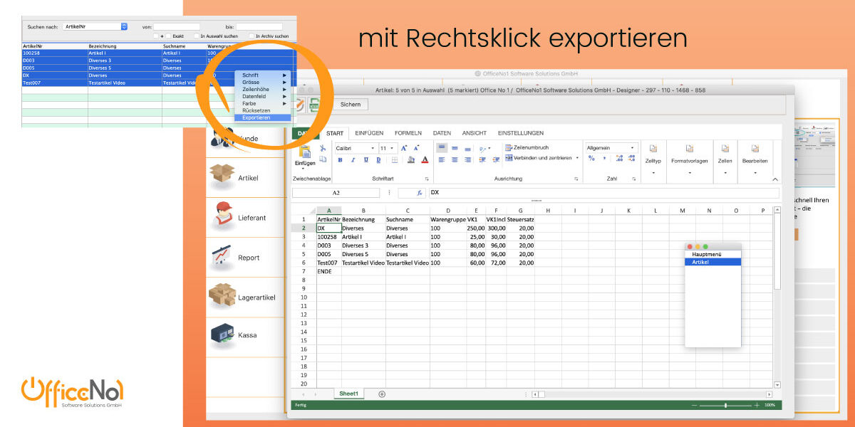 OfficeNo1 mit Rechtsklick exportieren