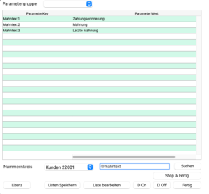 Mahntext ändern