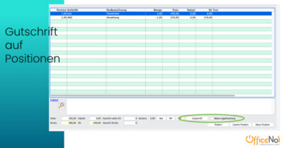 Gutschrift auf Positionen